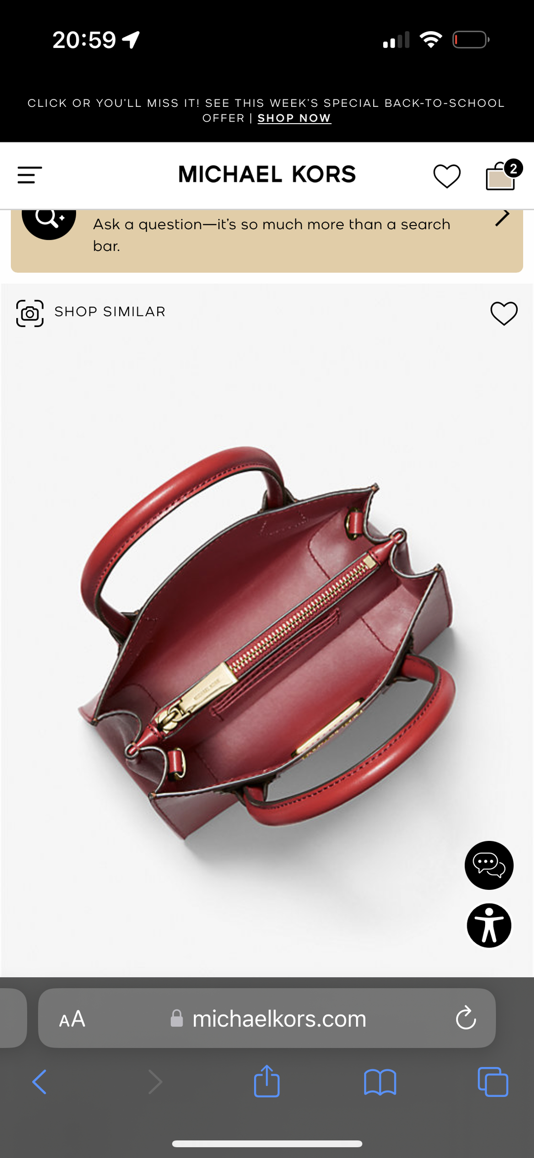 Michael Kors сумка Michael Kors Mercer Medium красный — фото 2