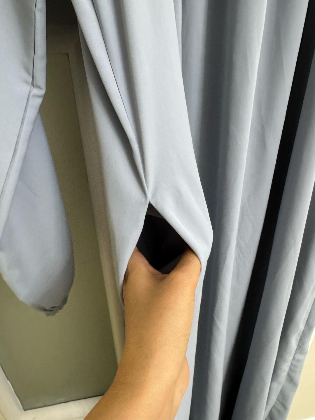 Нет бренда Серо-голубое платье, макси длина — фото 2