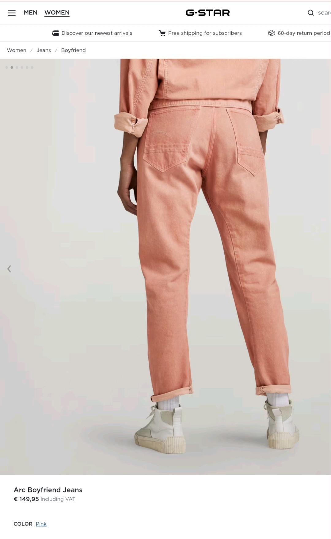 G-Star Raw Женские джинсы бойфренды розовые — фото 2