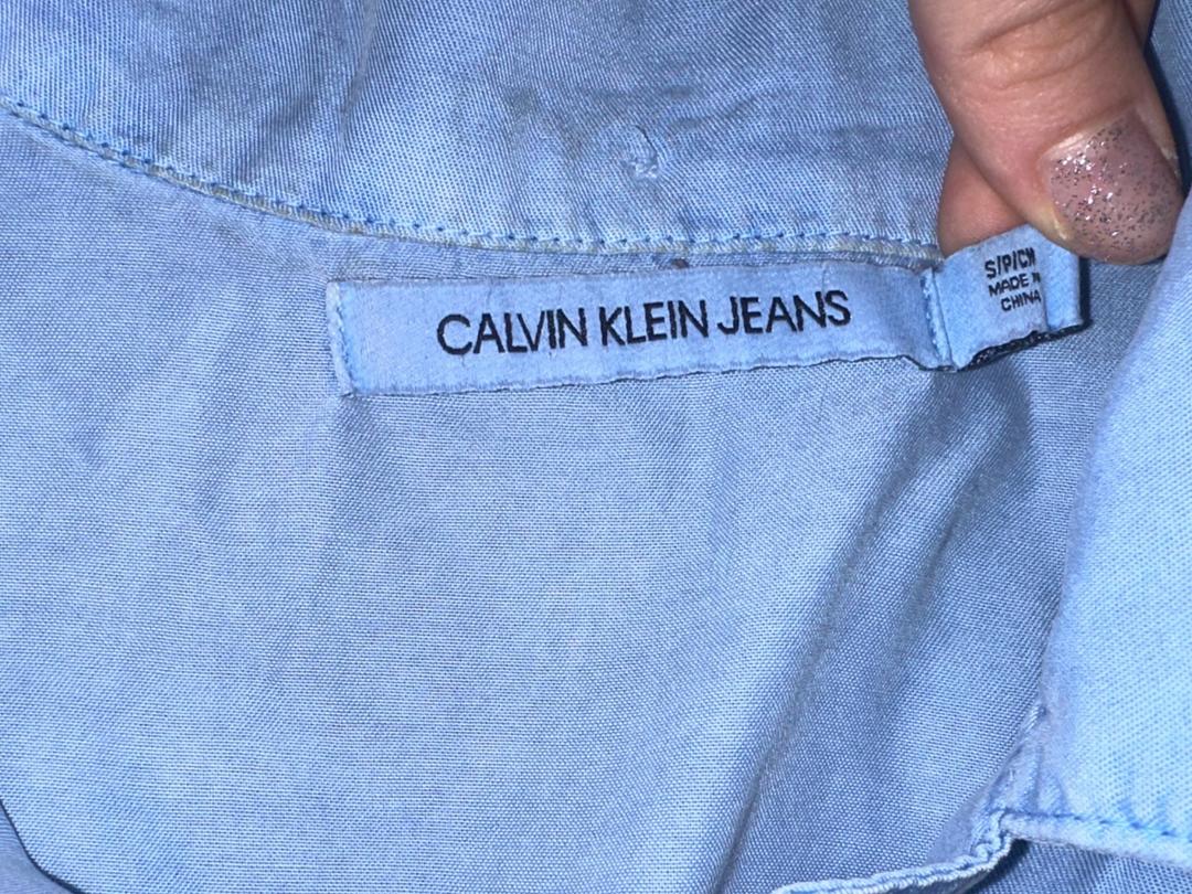 Calvin Klein небесно голубая рубашка calvin klein с завязками — фото 2