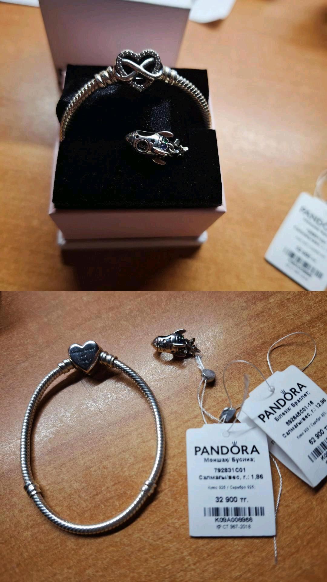 Pandora Оригинальный браслет "Pandora Moments Sparkling Infinity Heart Clasp Snake Chain — фото 2