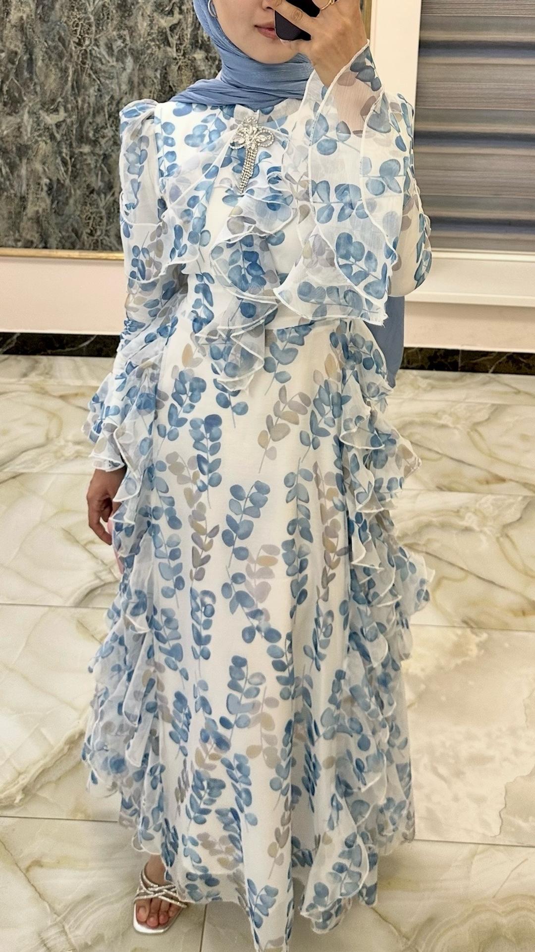 omir_collection Платье макси с воланами и цветочным принтом — фото 2