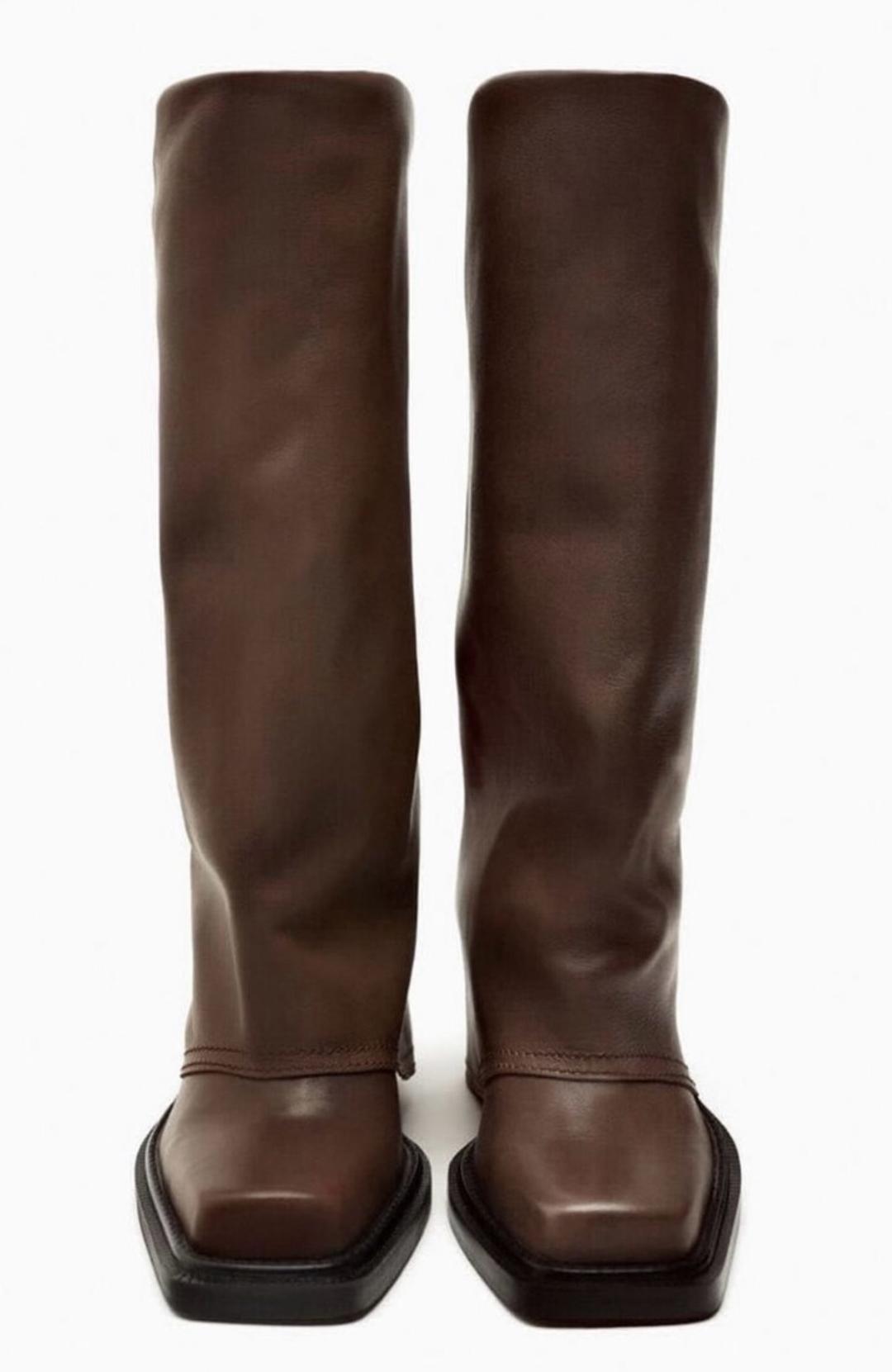 Zara Сапоги-трубы на молнии Zara — фото 2