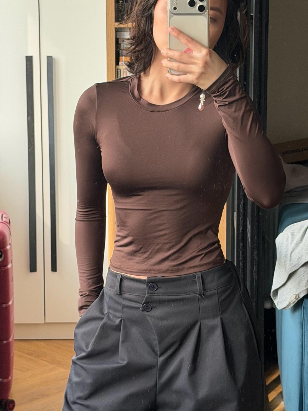 H&M Коричневый лонгслив H&M — фото 2