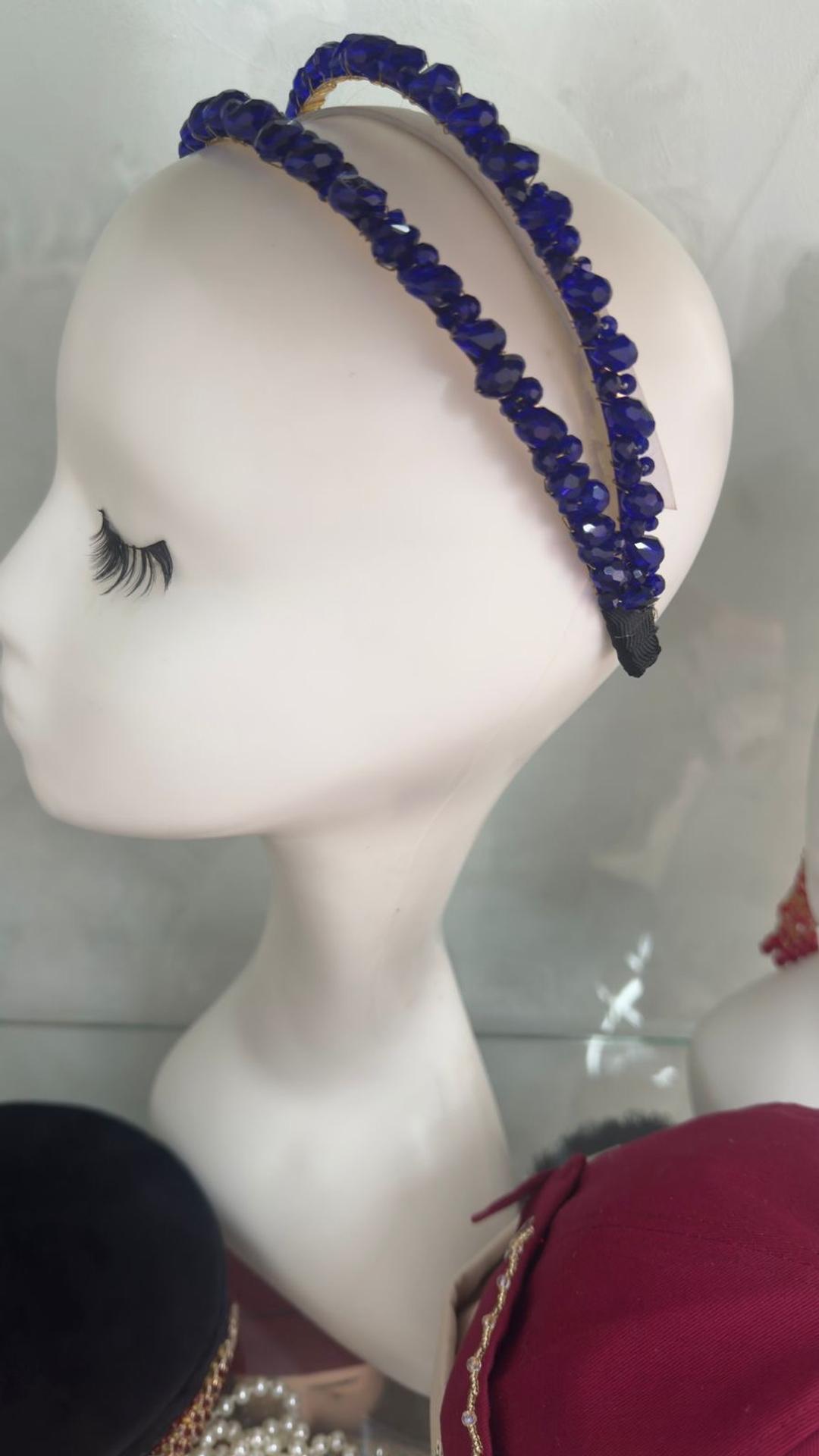 Handmade (ручная работа) Ободок для волос с синими бусинами — фото 2
