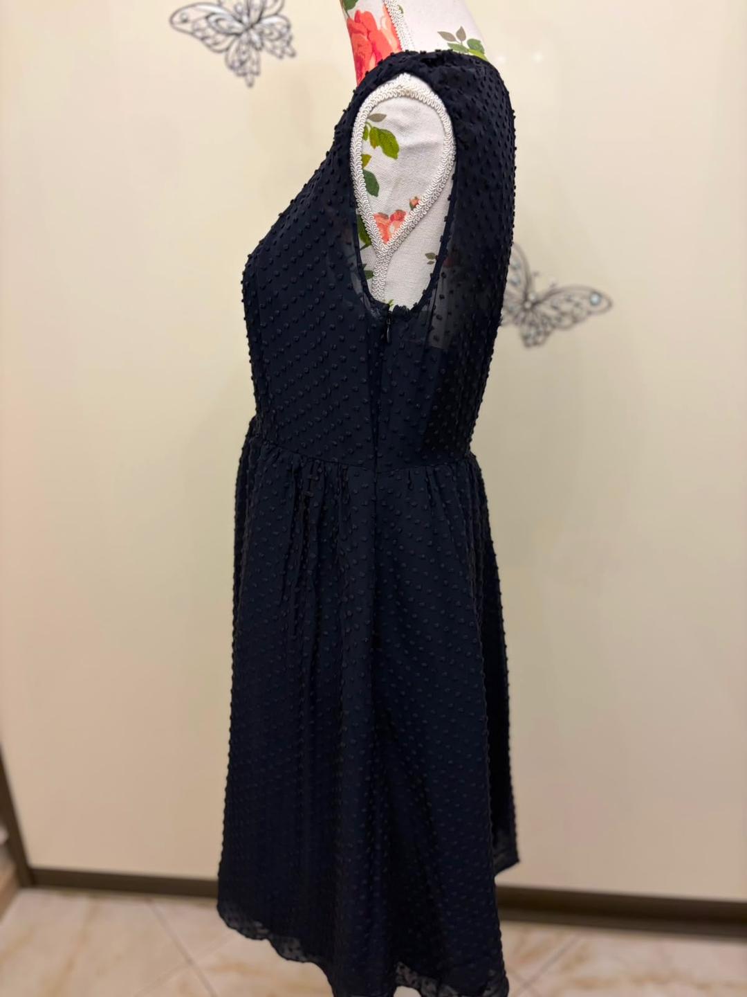 J. Crew Элегантное темно-синее платье J.Crew в фактурный горошек (Dot-Chiffon) — фото 2