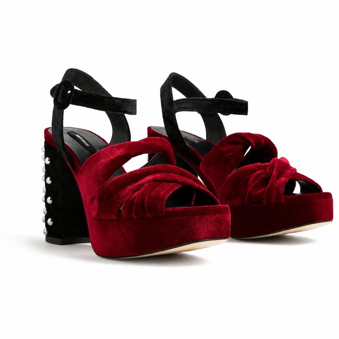Zara Zara бархатные босоножки на платформе, размер 37 — фото 2