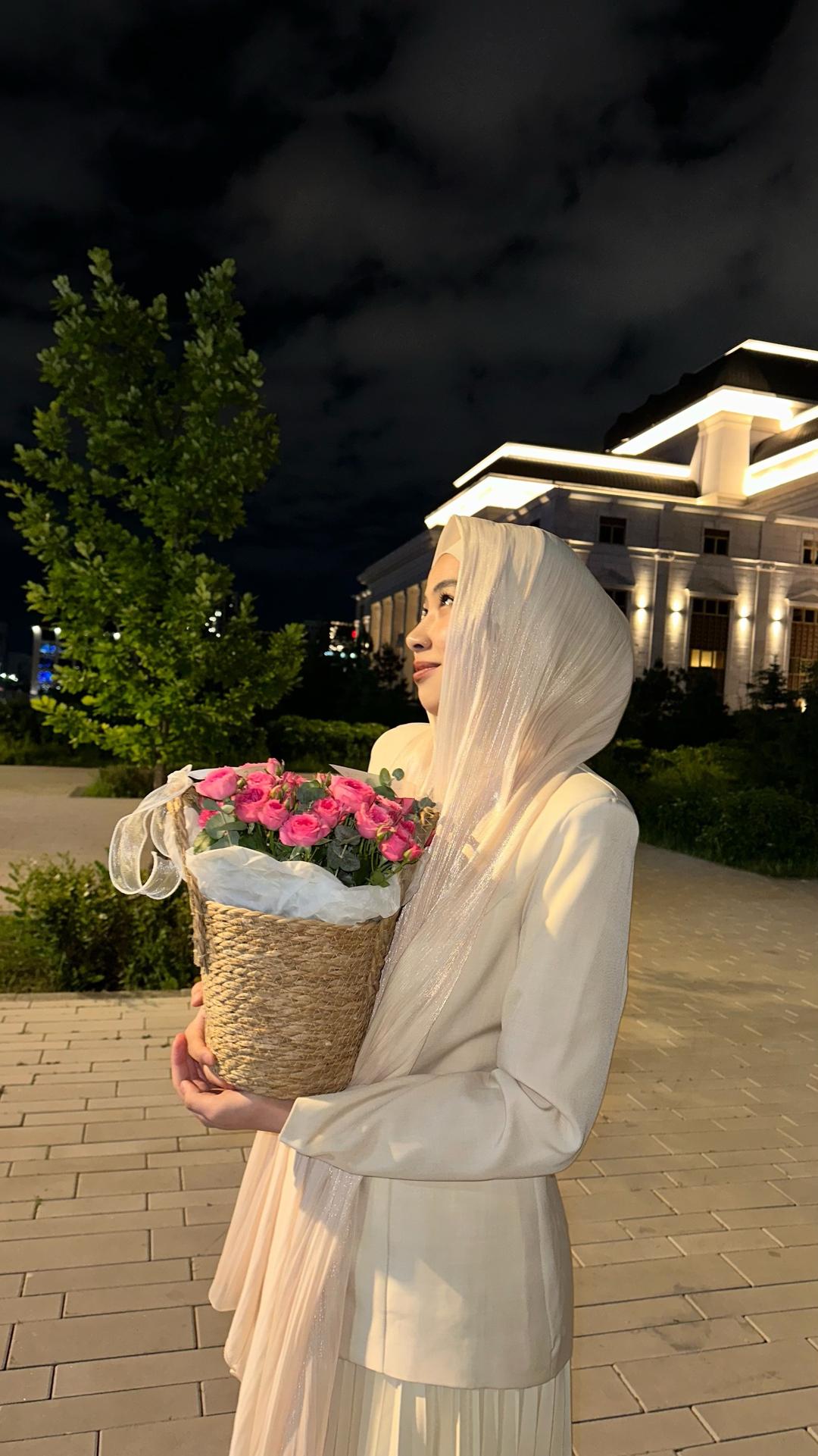 muslim Женский костюм с юбкой плиссе + платок органза — фото 2