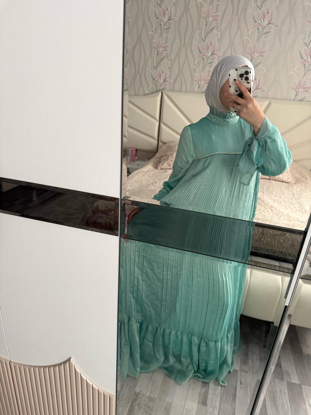 Aısha Элегантное и женственное платье в красивом мятном, бирюзовом оттенке — фото 2