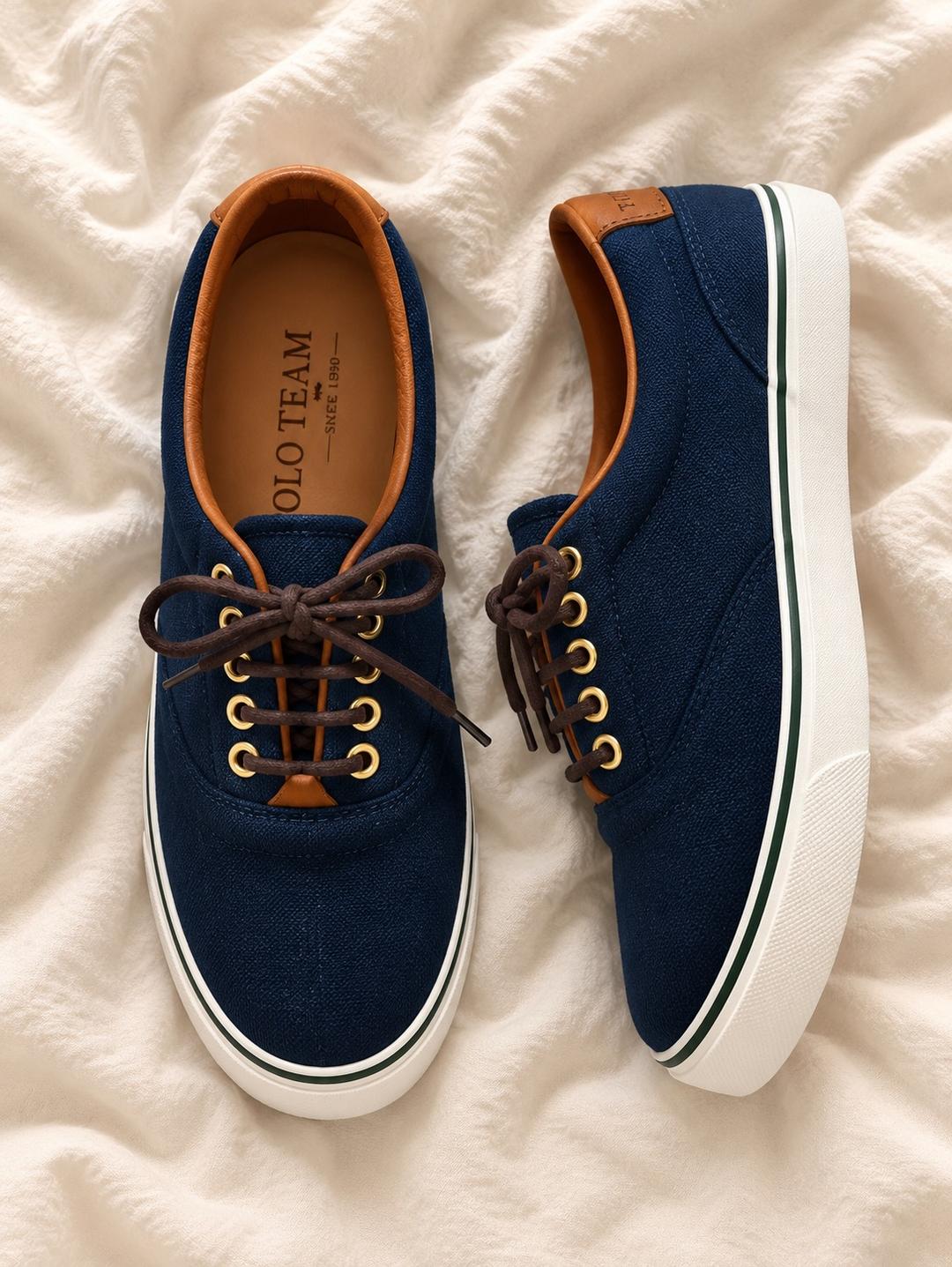 POLO TEAM | Navy Blue Sneakers Винтажные кеды POLO TEAM, деним, натуральная кожа, размер 36. — фото 2