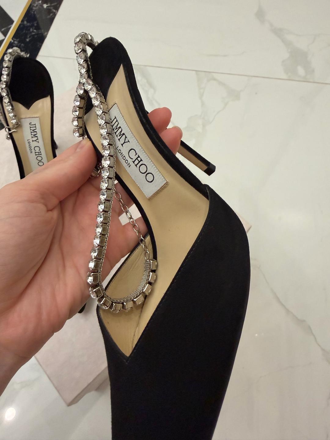 Jimmy Choo Туфли Jimmy Choo Saeda 100 с кристаллами из замши — фото 2