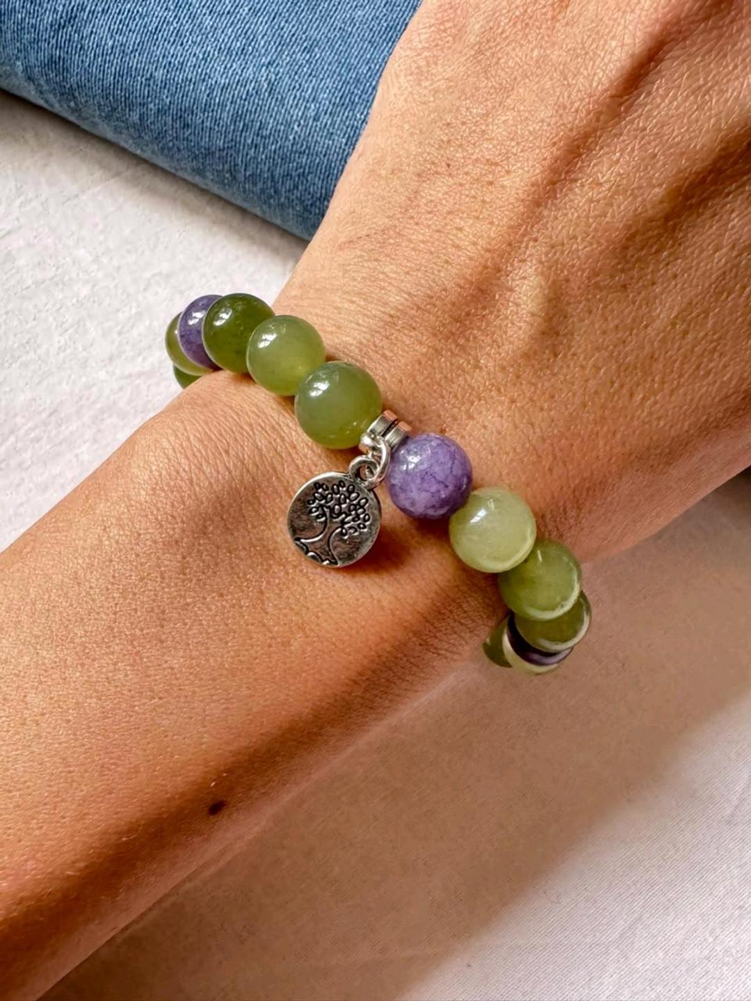 Handmade (ручная работа) Браслет змеевик + лепидолит — фото 2