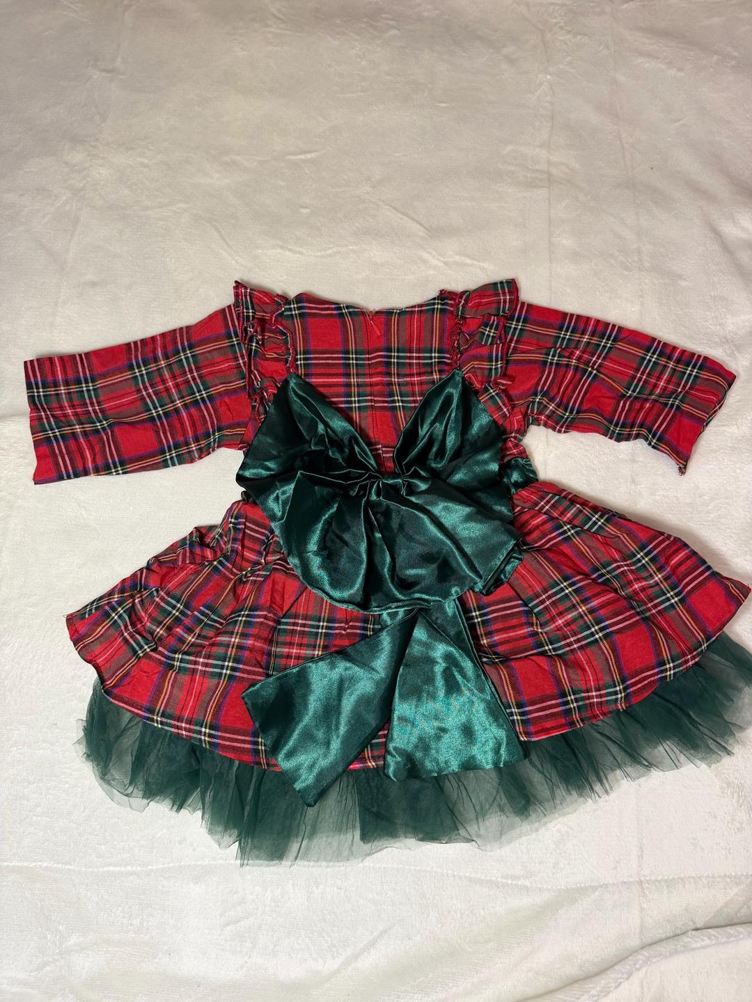 Детское праздничное платье в клетку с бантом — фото 2