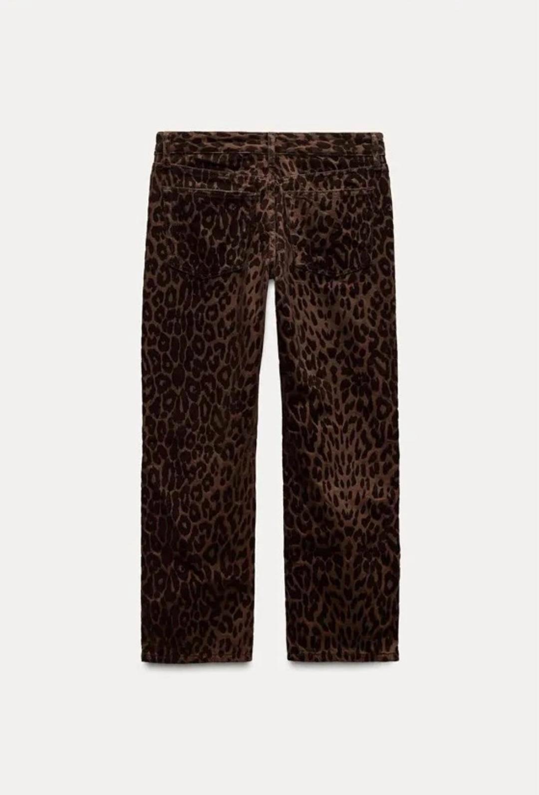 Zara Джинсы ZARA с леопардовым бархатным принтом — фото 2