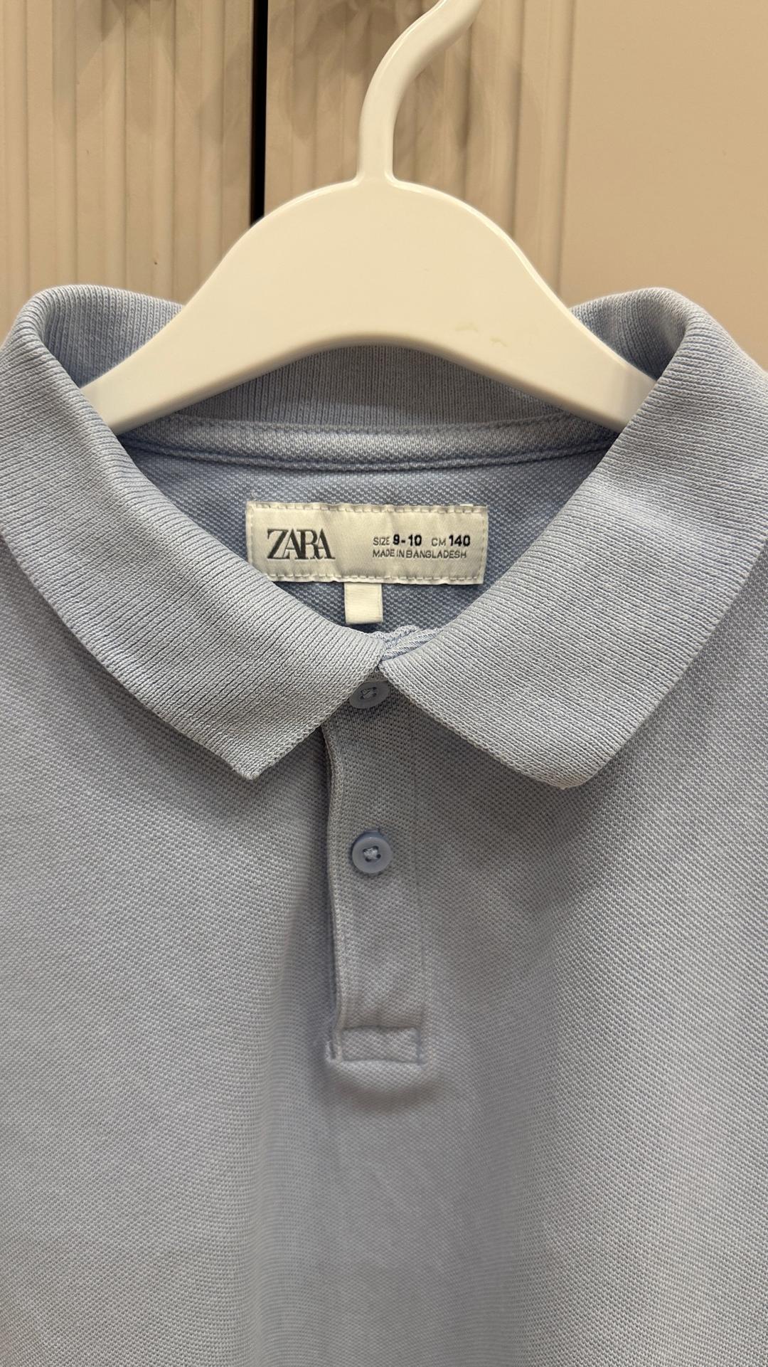 Zara Детская футболка-поло ZARA голубая 9-10 лет — фото 2
