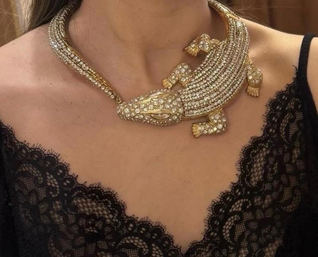 Zara Колье крокодил со стразами — фото 2