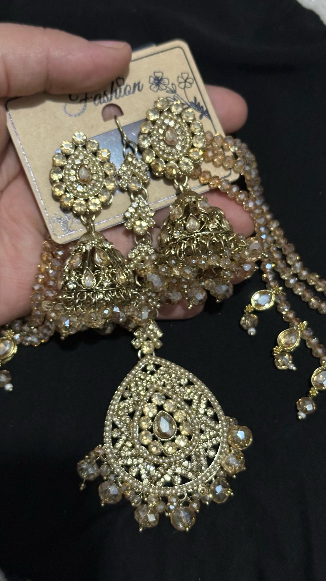 Индийские серьги джанха с цепочками — фото 2