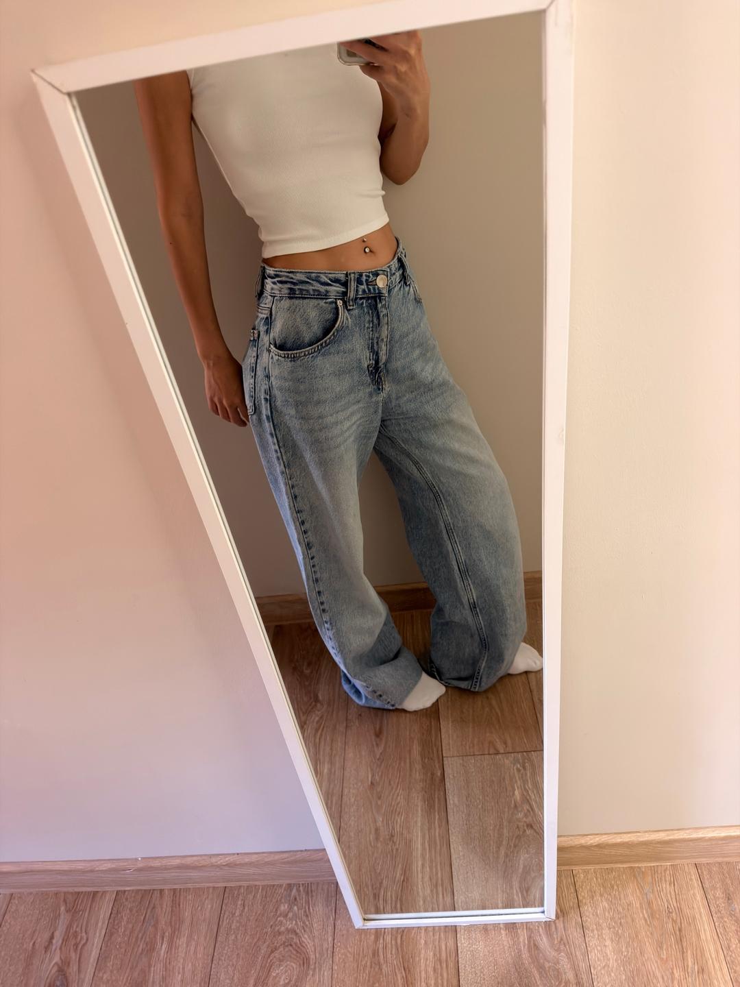 Pull & Bear Джинсы PULL&BEAR широкие винтажные голубые — фото 2