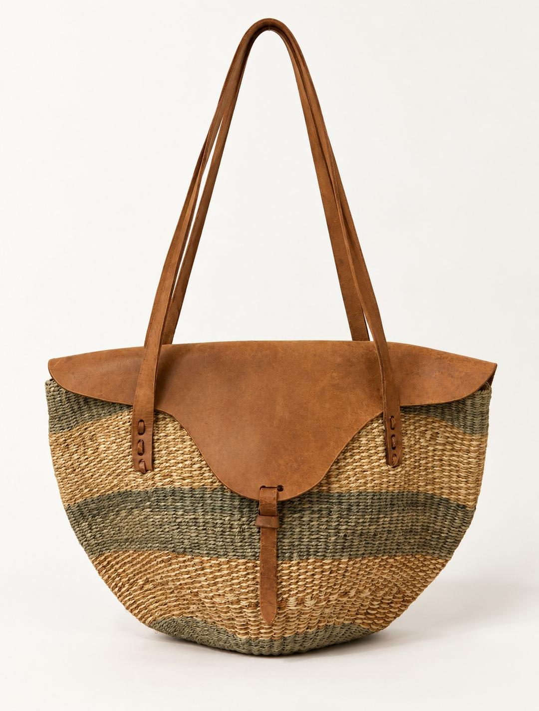 VINTAGE BOHO BAG 🤎 Плетеная сумка-шопер с кожаными вставками — фото 2