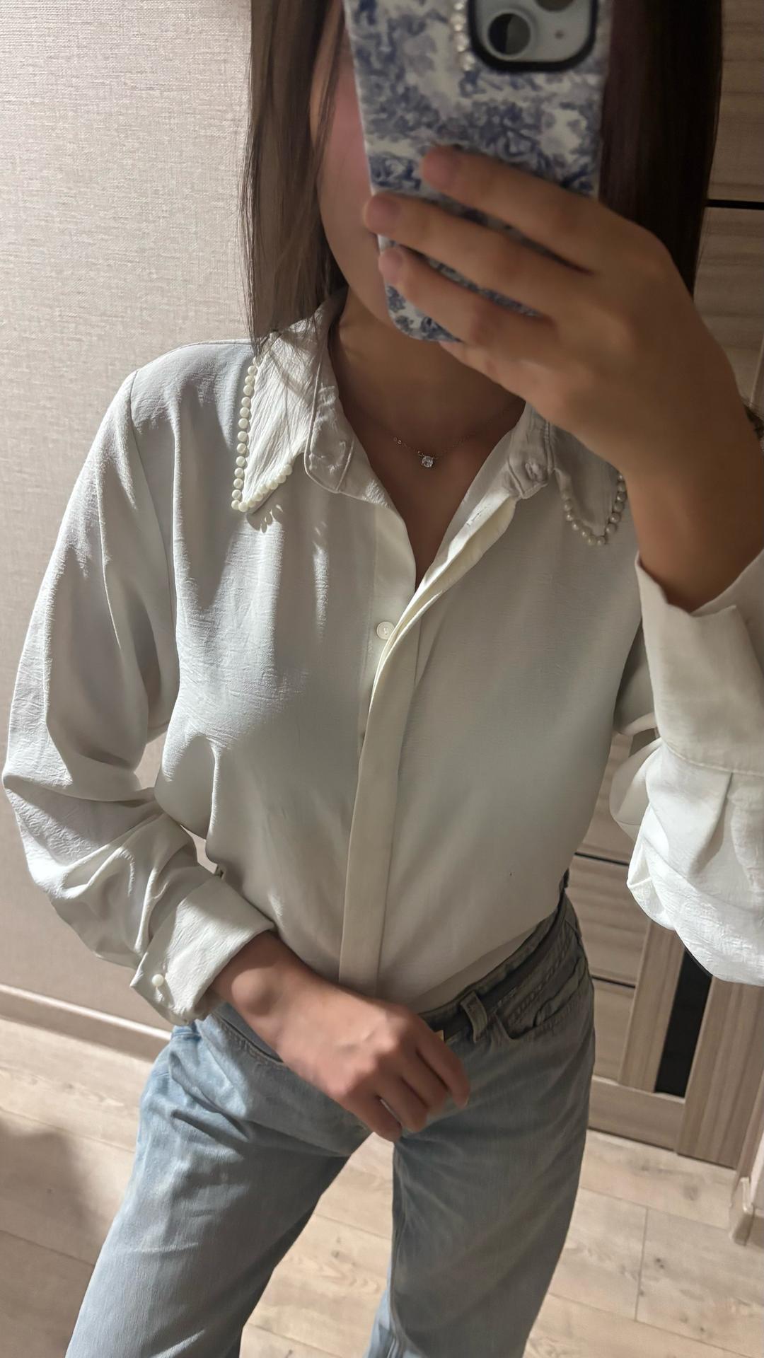 Zara Рубашка ZARA с жемчугом — фото 2