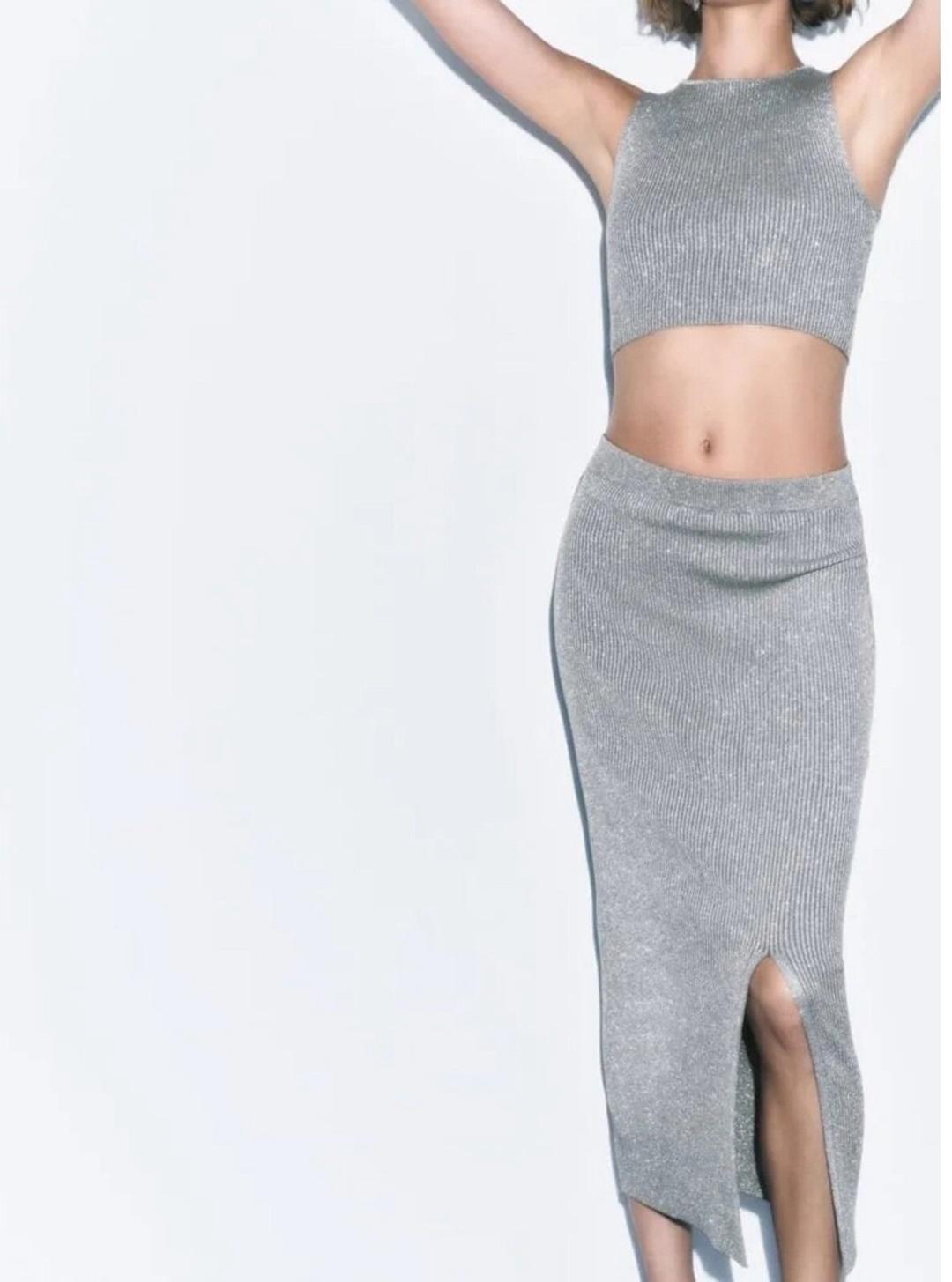 Zara Костюм Zara из кроп-топа и юбки с разрезом — фото 2