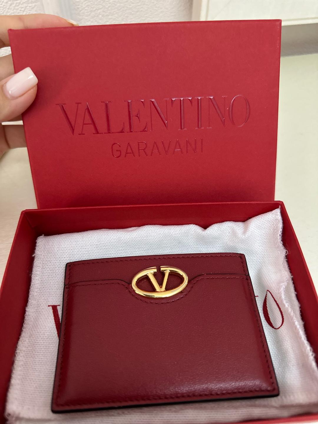 Valentino Garavani Картхолдер Valentino Garavani бордовый кожаный кошелек — фото 2