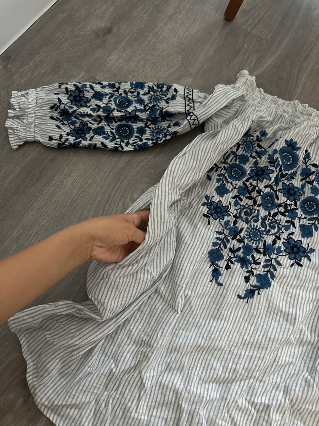 Zara Платье ZARA с вышивкой и открытыми плечами — фото 2