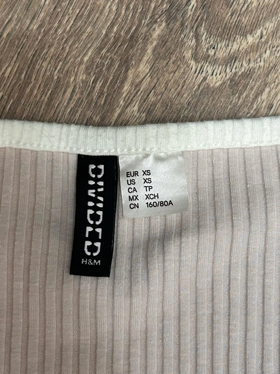 H&M Топ H&M с длинным рукавом в рубчик — фото 2
