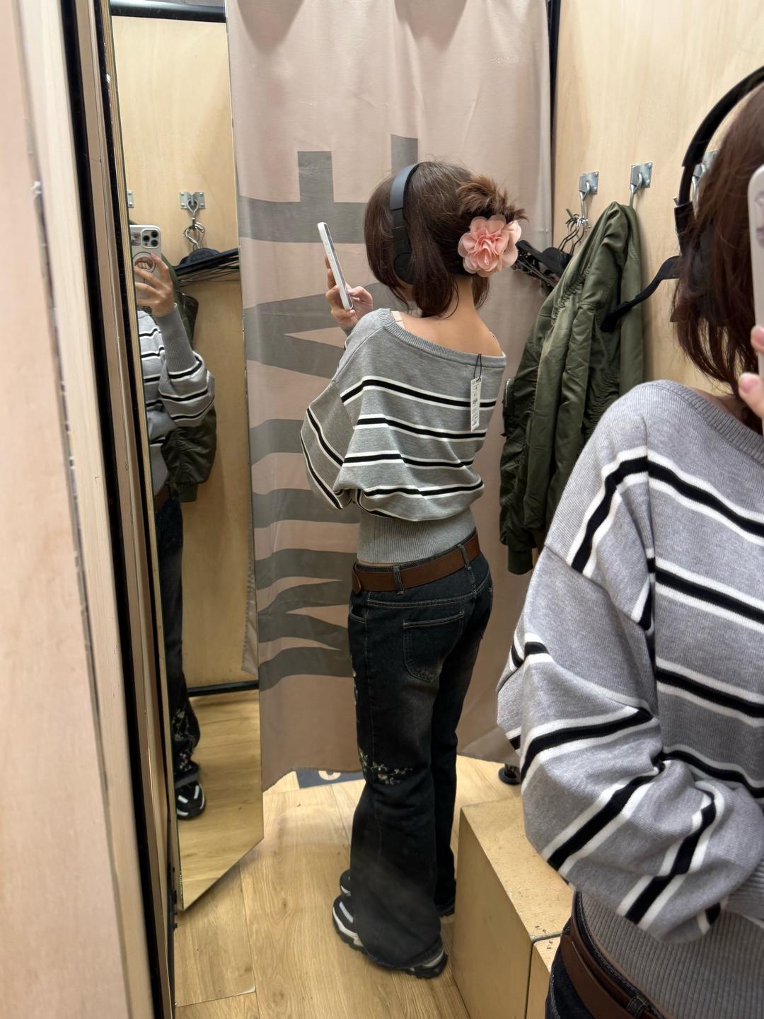 Bershka Кофта в полоску, с открытыми плечами — фото 2