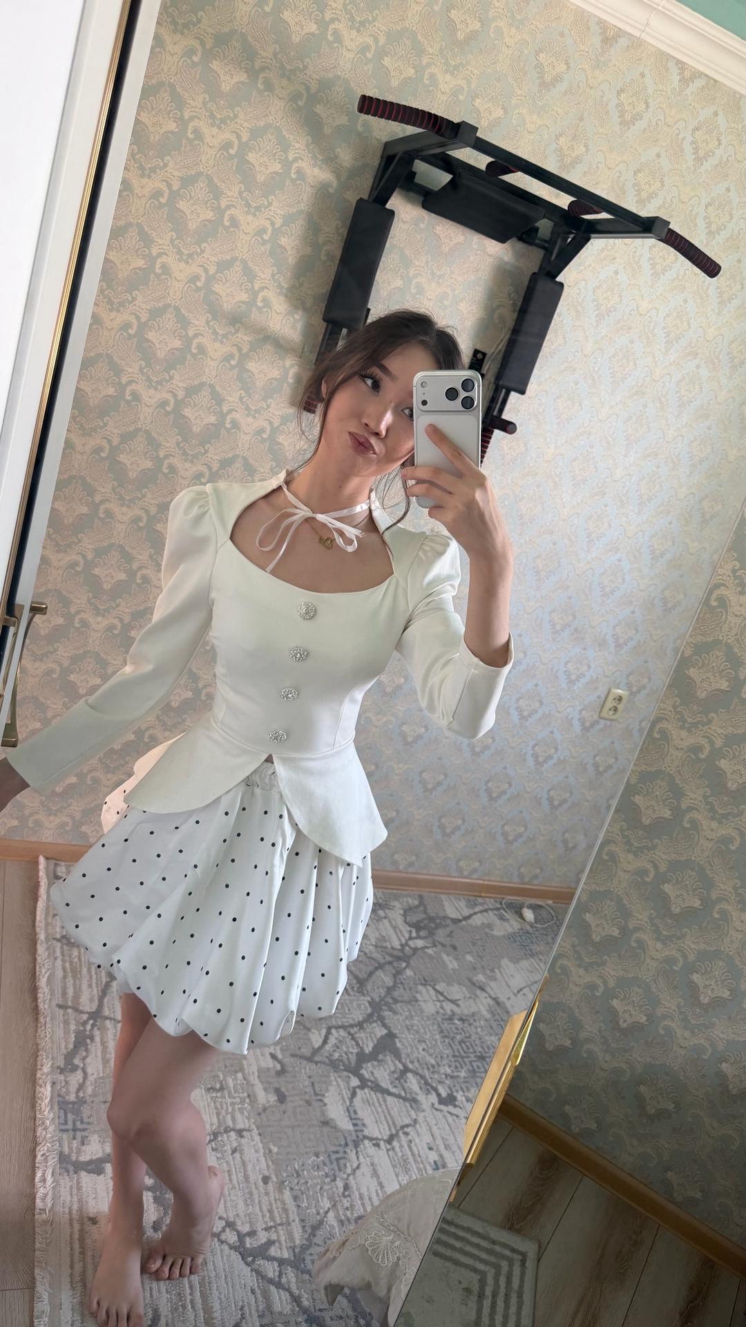 Asylym collection Платье мини с корсетом и юбкой в горошек — фото 2