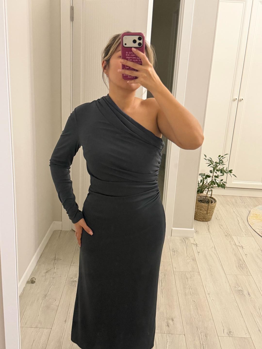 Zara Платье ZARA миди на одно плечо — фото 2