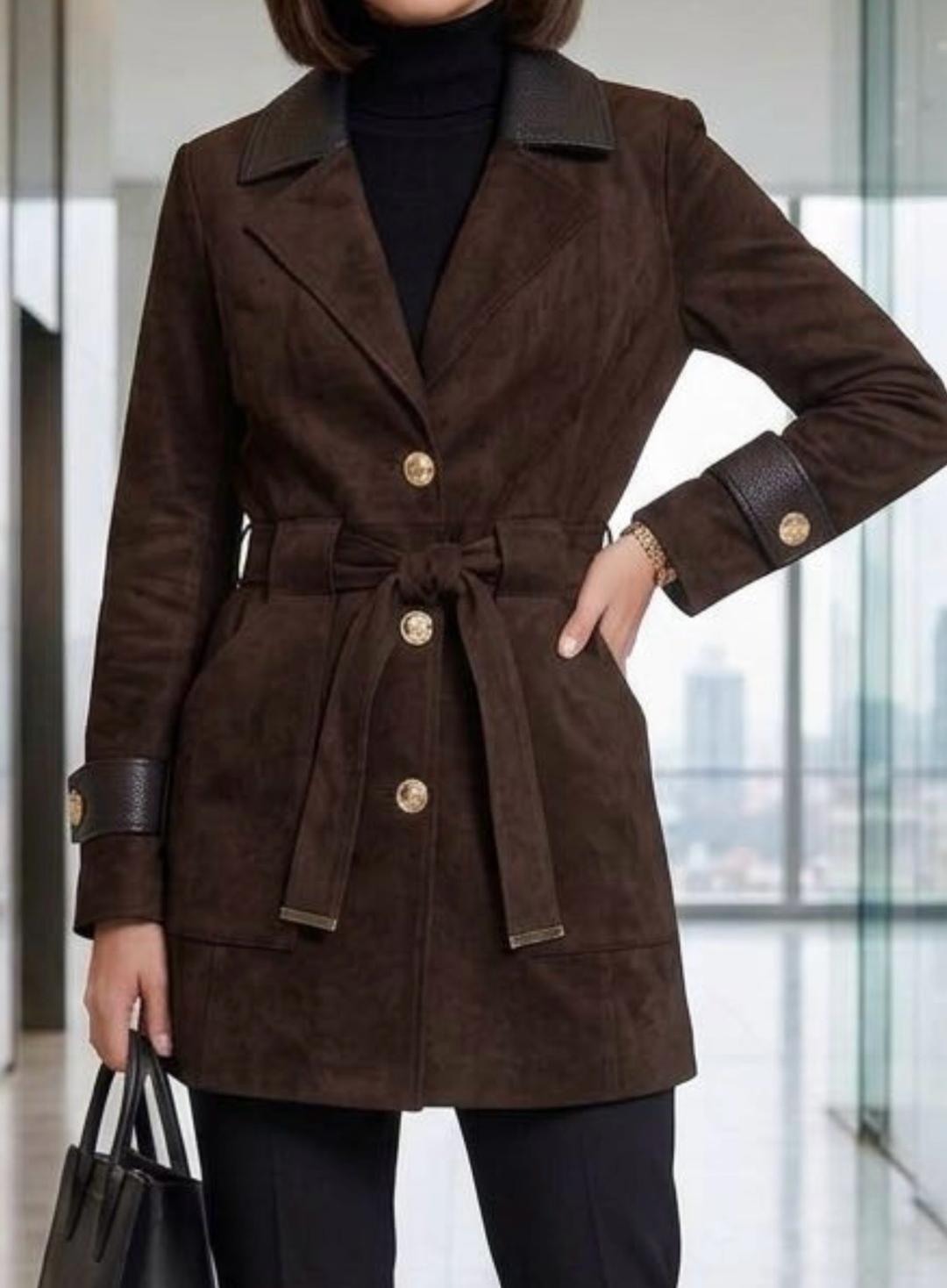 Max Mara Куртка из замши с кожаными деталями — фото 2