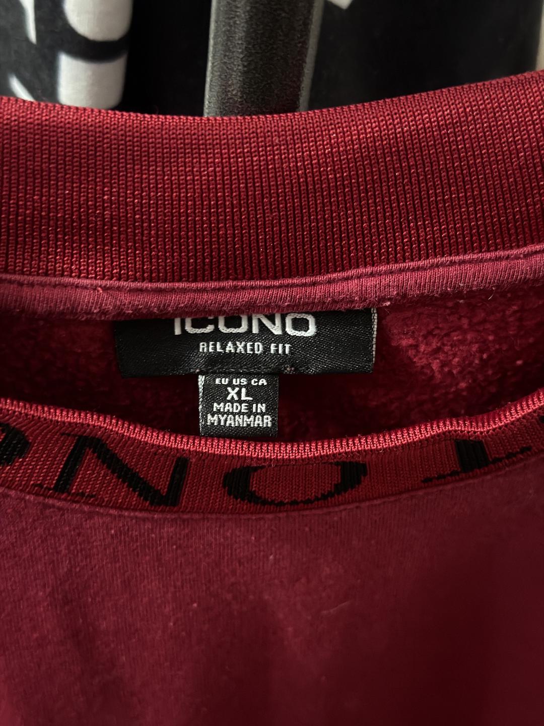 ICONO RELAXED FIT Толстовка бордовая XL — фото 2