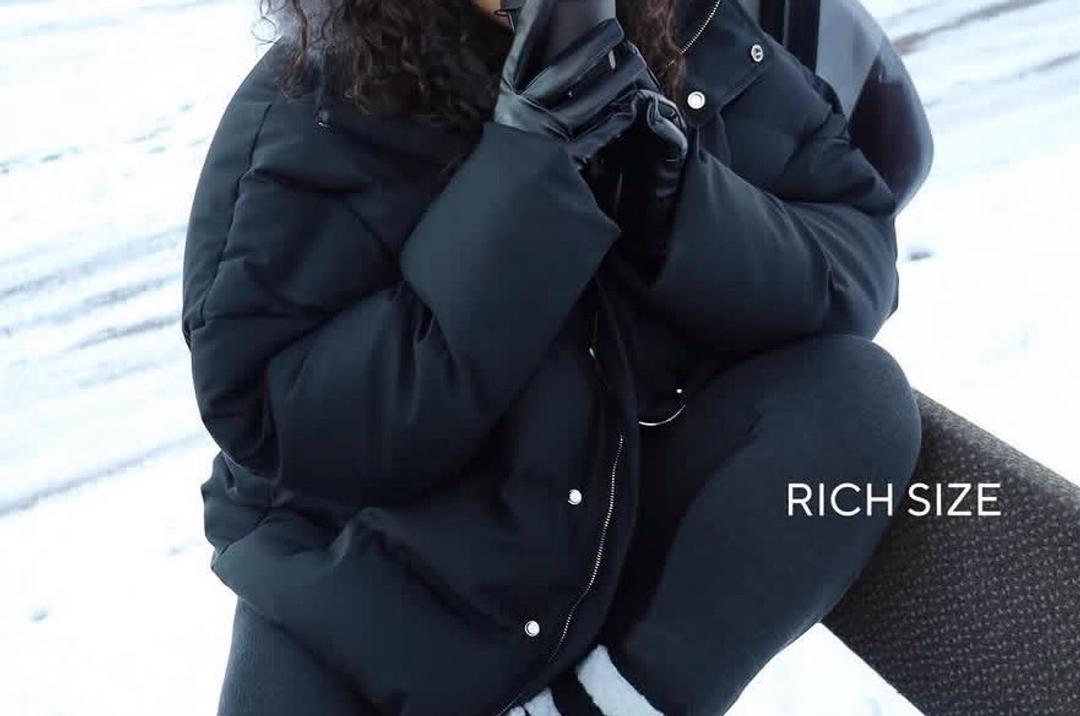 Rich size Черная стеганая куртка — фото 2