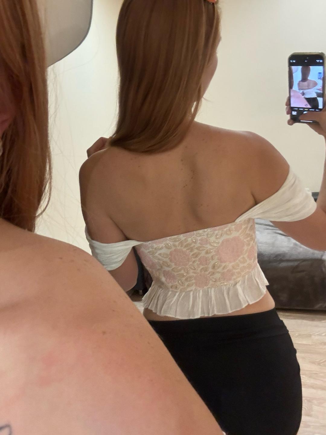 SHEIN Женский топ-корсет с цветочным принтом и кружевом — фото 2