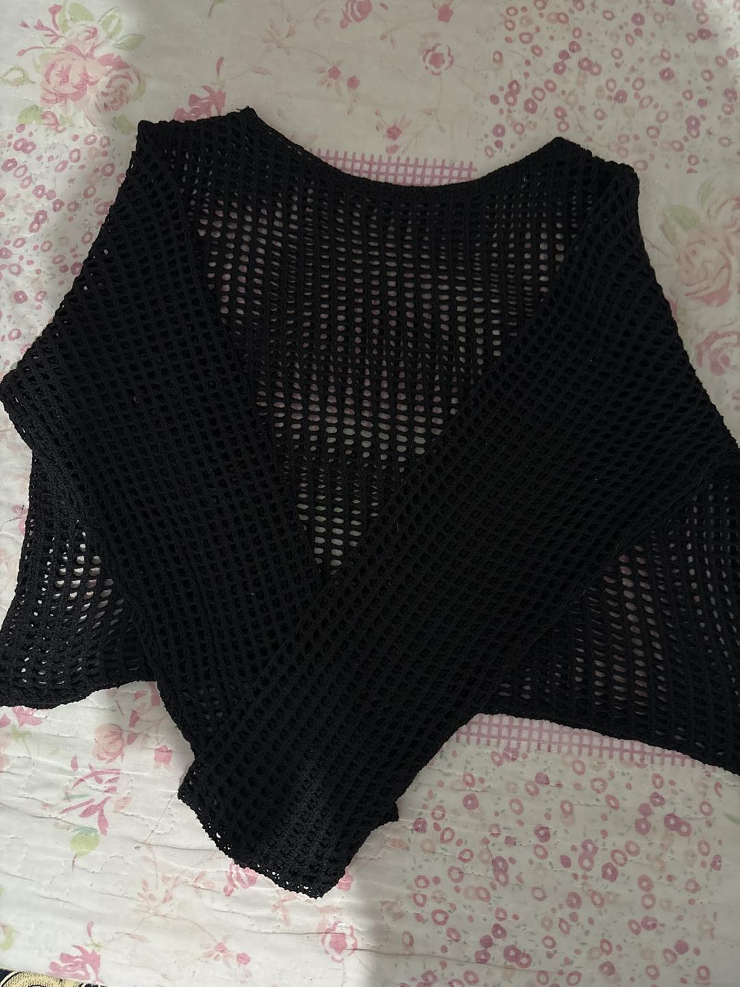 Джемпер в сеточку/черная сетчатая кофта — фото 2