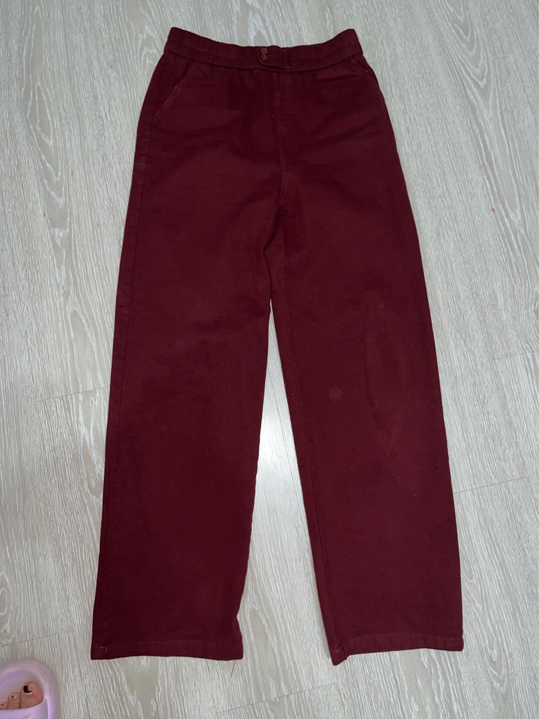 Uniqlo Брюки бордового цвета — фото 2