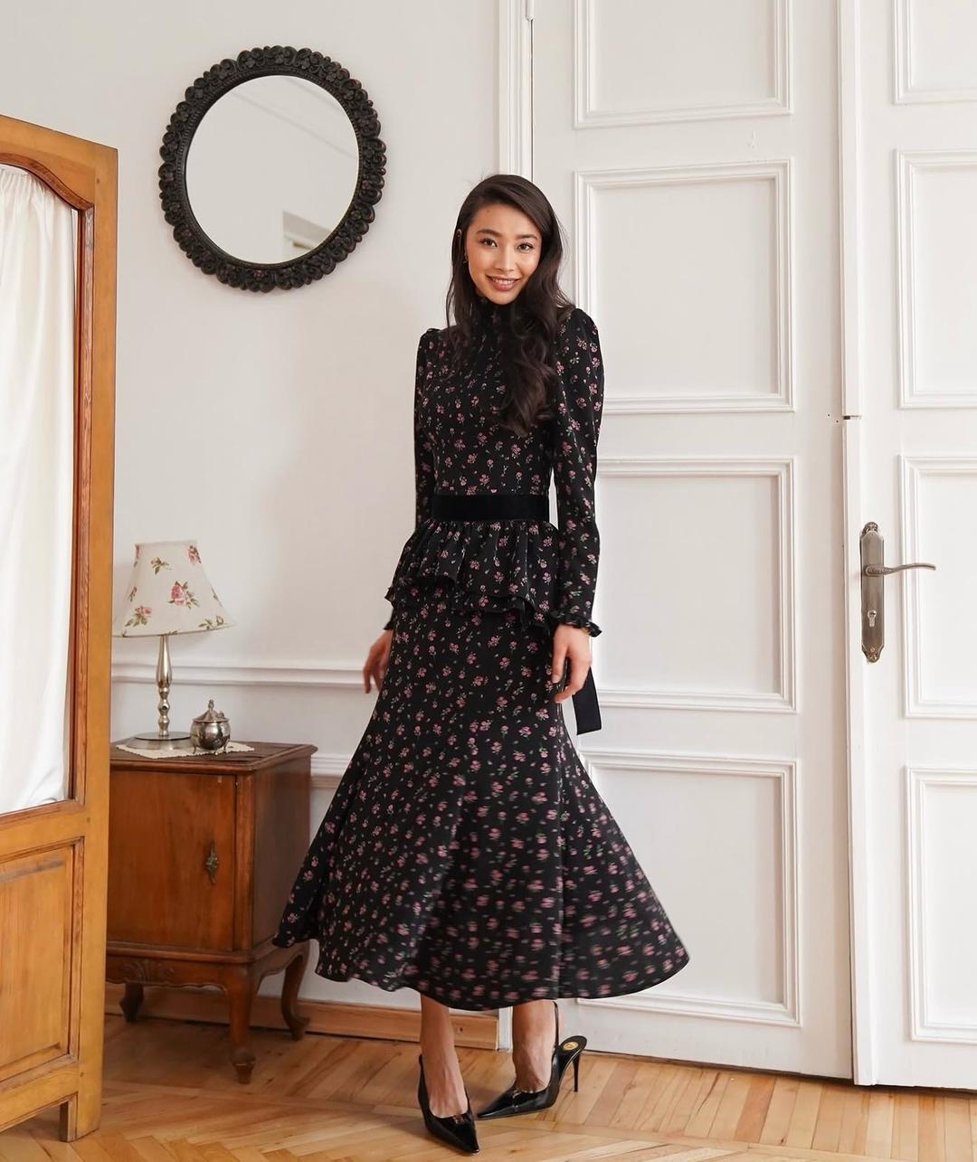 Alisha Atelier Платье миди с цветочным принтом и баской — фото 2