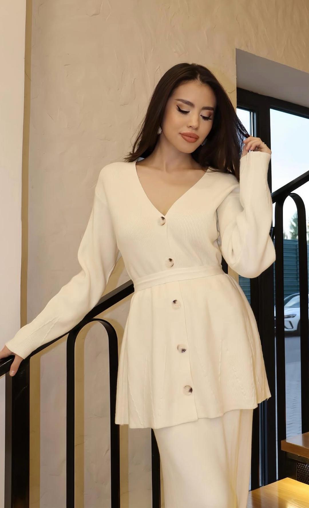 Zara Трикотажный костюм с кардиганом и юбкой — фото 2