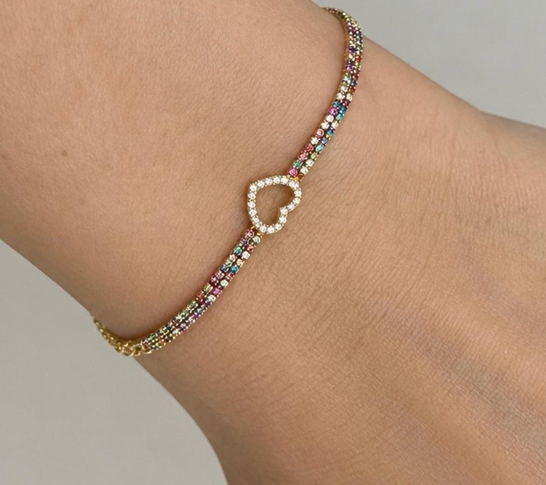 CM Jewelry Браслет CM Jewelry теннисный с цирконием и сердцем — фото 2