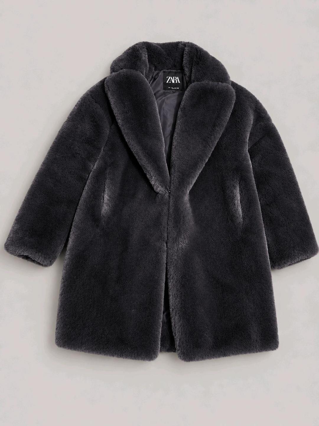 Zara Темно серая шубка Zara — фото 2
