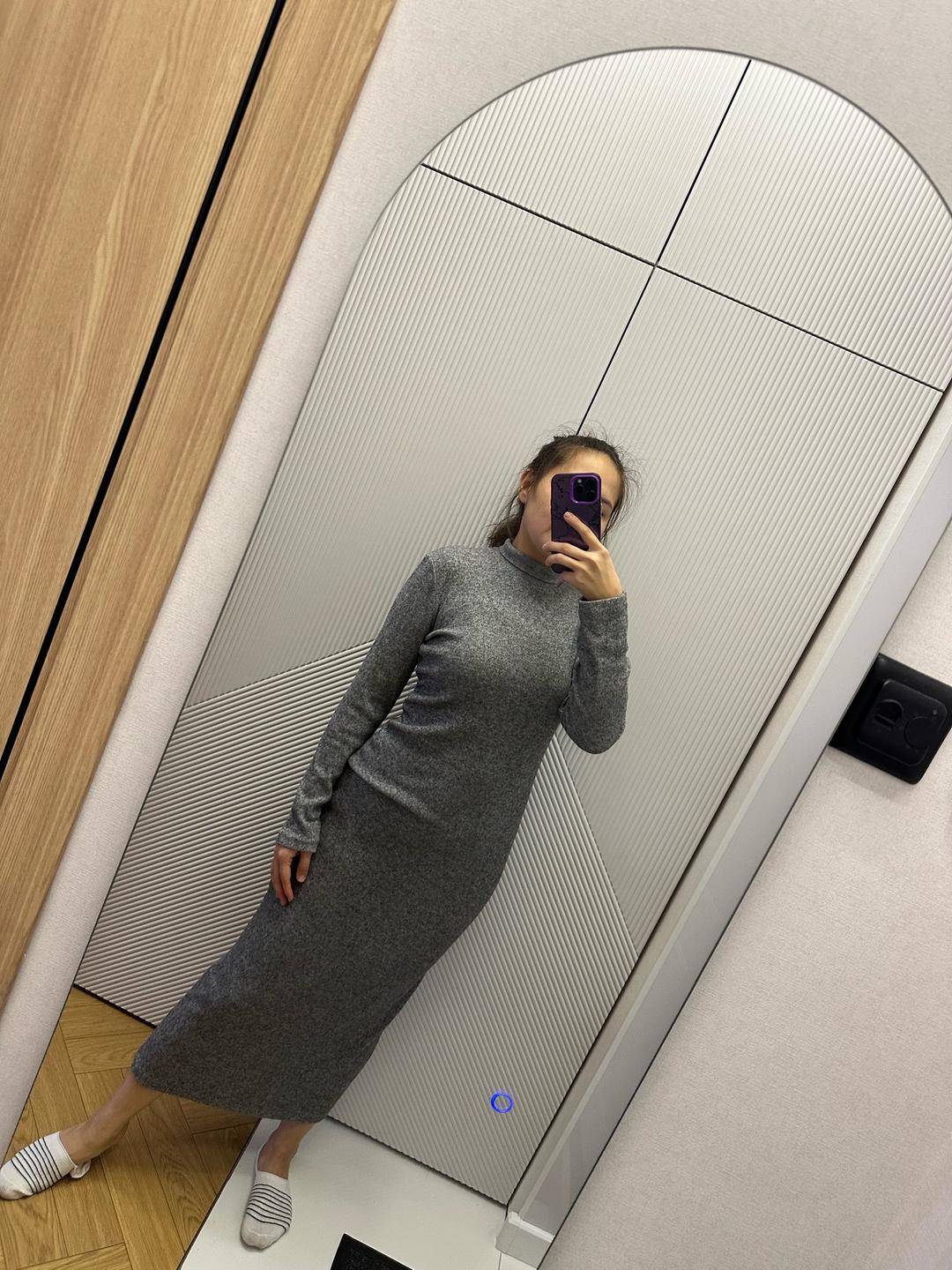 Zara Трикотажное платье миди с горловиной-стойкой — фото 2