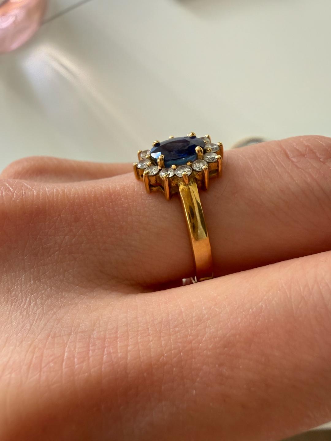 GOLD JEWELRY Итальянское золотое кольцо 750 пробы с сапфиром и бриллиантами. — фото 2