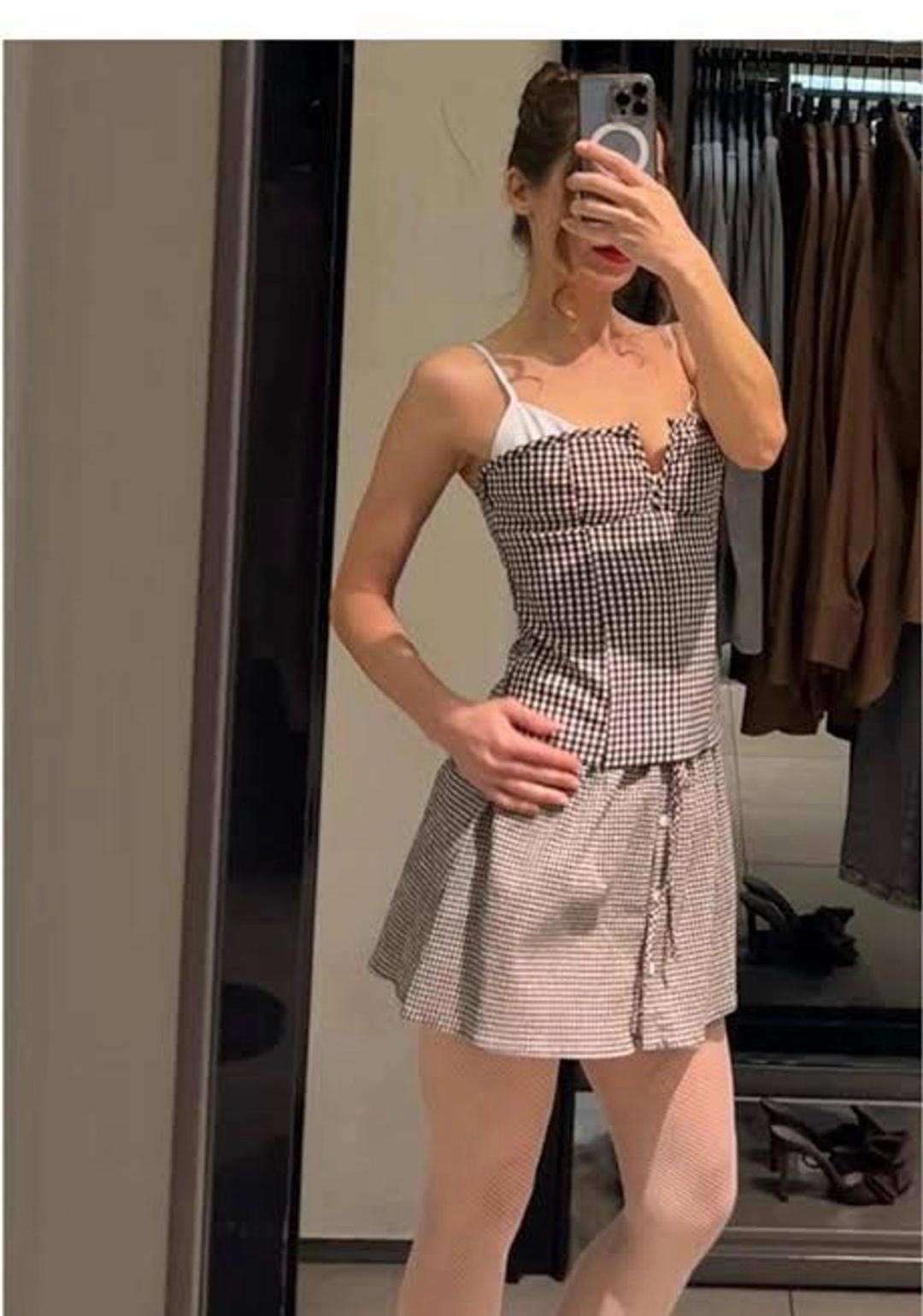 Zara Топ корсетного типа в клетку — фото 2