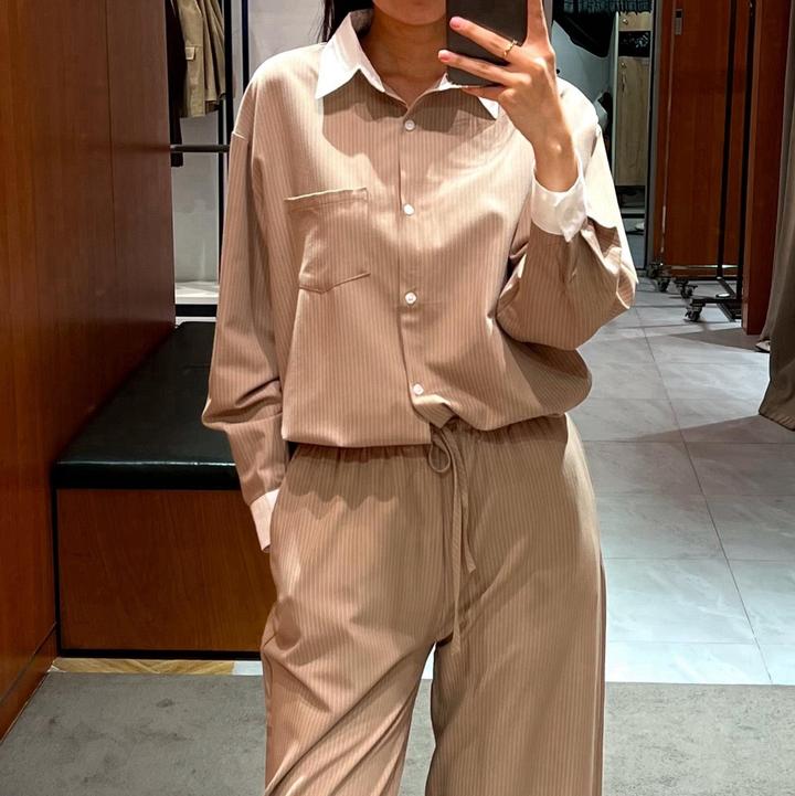 Mix&Match Рубашка в полоску с белым воротником