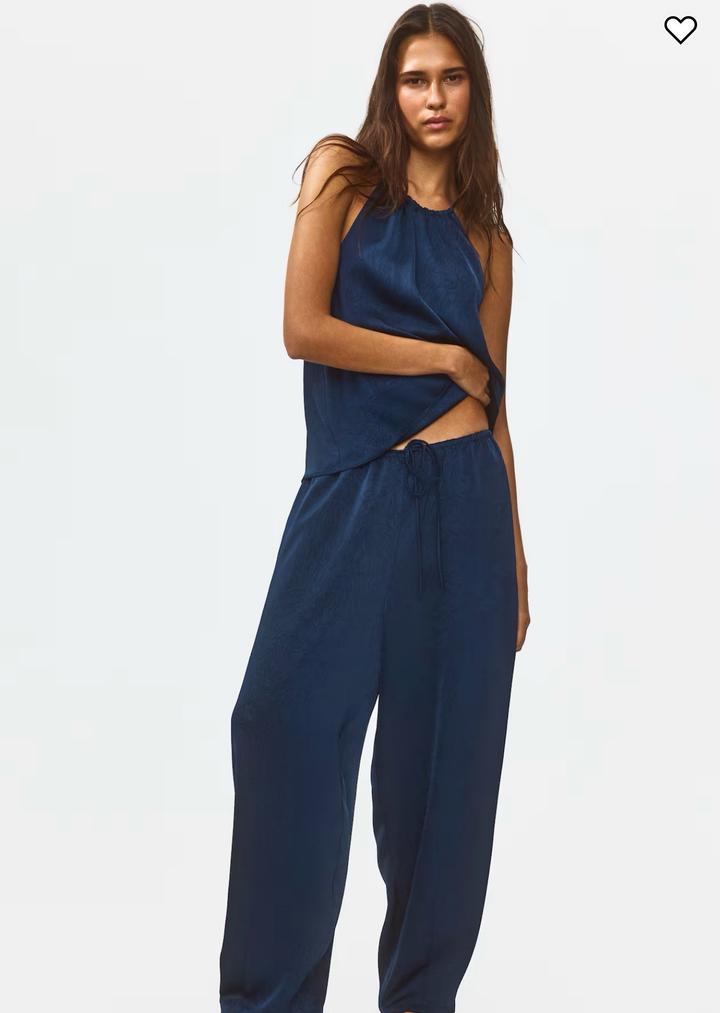 H&M Атласный комплект: топ и широкие брюки