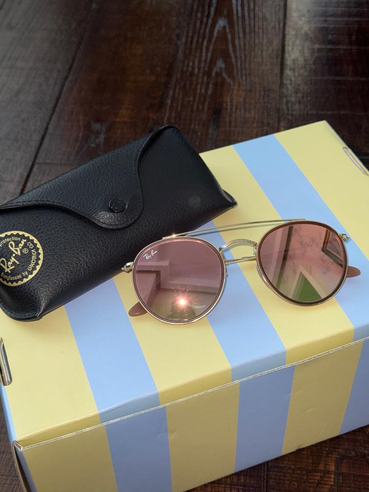 Солнцезащитные очки Ray-Ban Round Double Bridge (Gold / Pink Gradient)