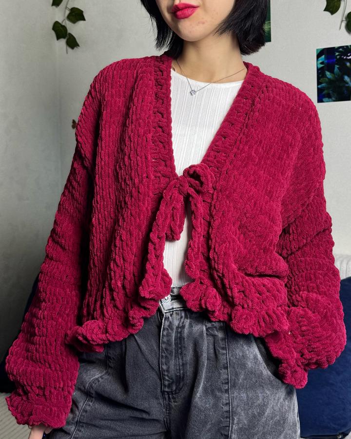 Handmade (ручная работа) Плюшевый кардиган на завязках✨