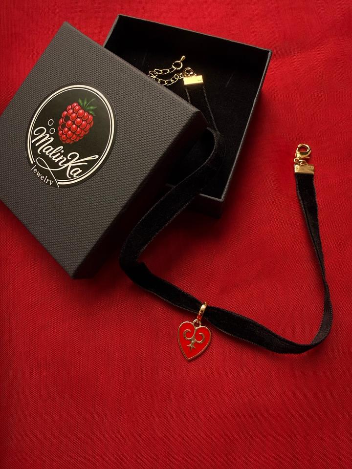 malinka jewelry kz Чокер с подвеской сердце