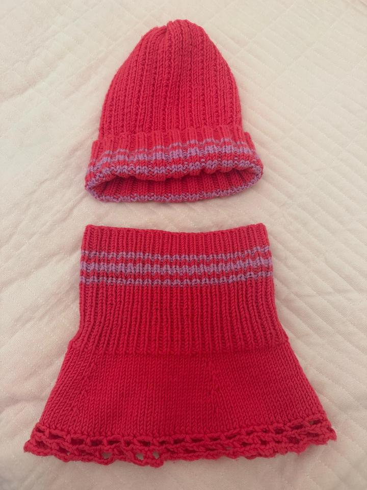 Handmade (ручная работа) Детский вязаный комплект шапка и снуд
